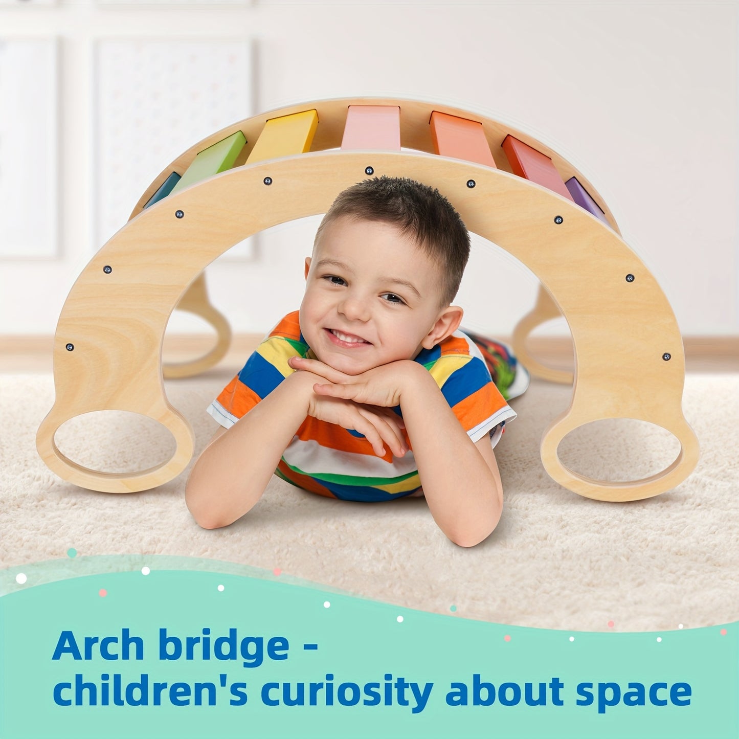 Indoor Wooden Rocking Arch Climbing Gym Set