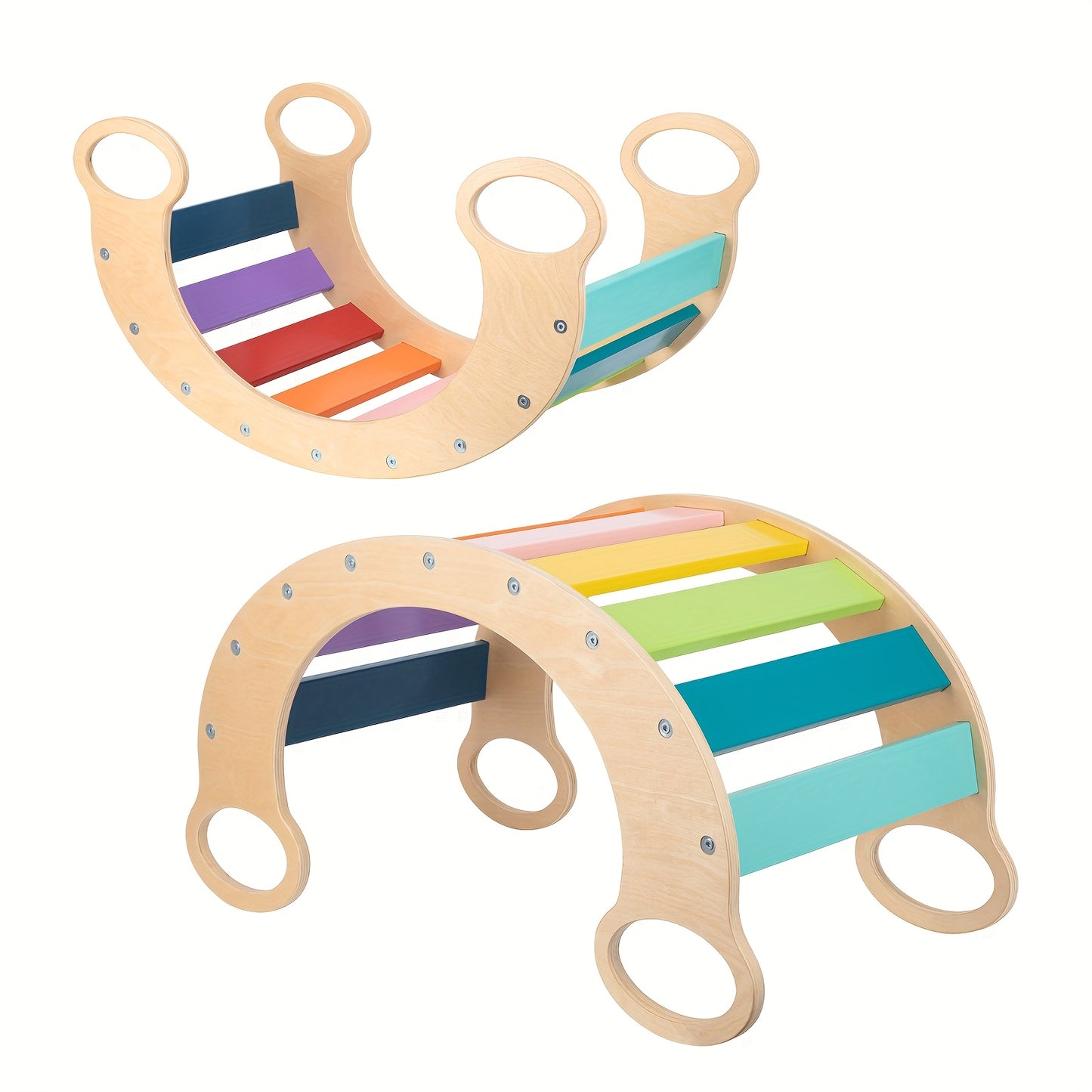 Indoor Wooden Rocking Arch Climbing Gym Set