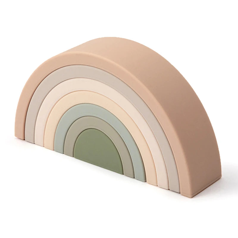 TYRY.HU 7pcs/set Baby Silicone Building Block BPA Free Rainbow Soft Block 3D Educational Montessori Toys Baby Teether Gifts