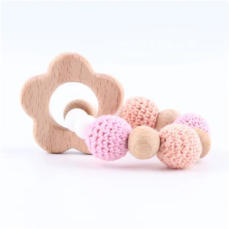 1pc Wooden Teether Aniaml Sika Deer DIY Crafts Baby Bracelet Rattles Beech Wood Rodent Crochet Beads Gifts For Kids Products Toy