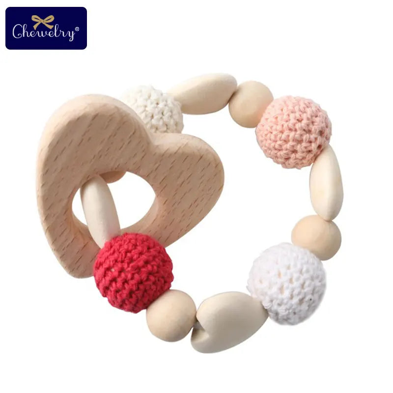 1pc Wooden Teether Aniaml Sika Deer DIY Crafts Baby Bracelet Rattles Beech Wood Rodent Crochet Beads Gifts For Kids Products Toy