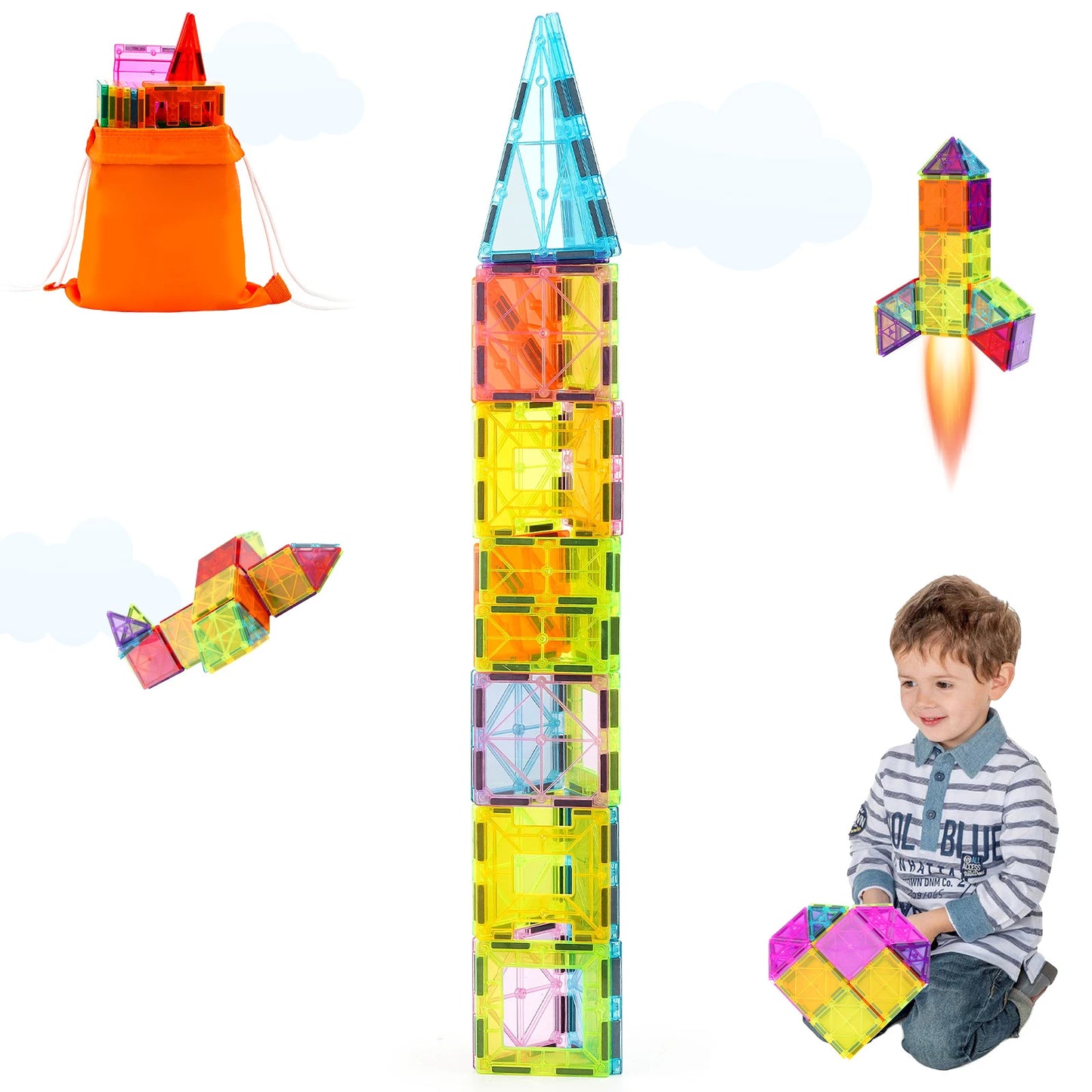 [Ships from USA] 32PCS Light Magnetic Tiles Building Blocks