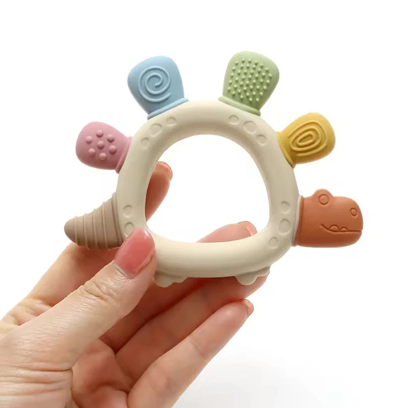 Baby Dinosaur Silicone Teething Toys BPA Free Easy to Grip Infant Care Teether Chewing Toy for Newborn Gift Babies Accessory