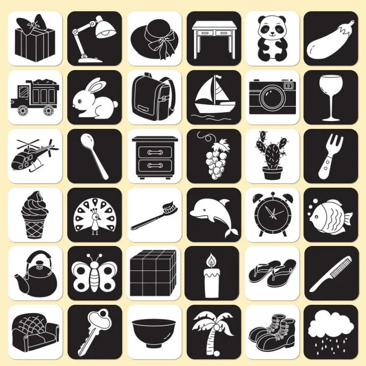 Baby Montessori Visual Stimulation Card Toy Black and White Cards High Contrast Visual Stimulation Shape Card Cognitive Toys