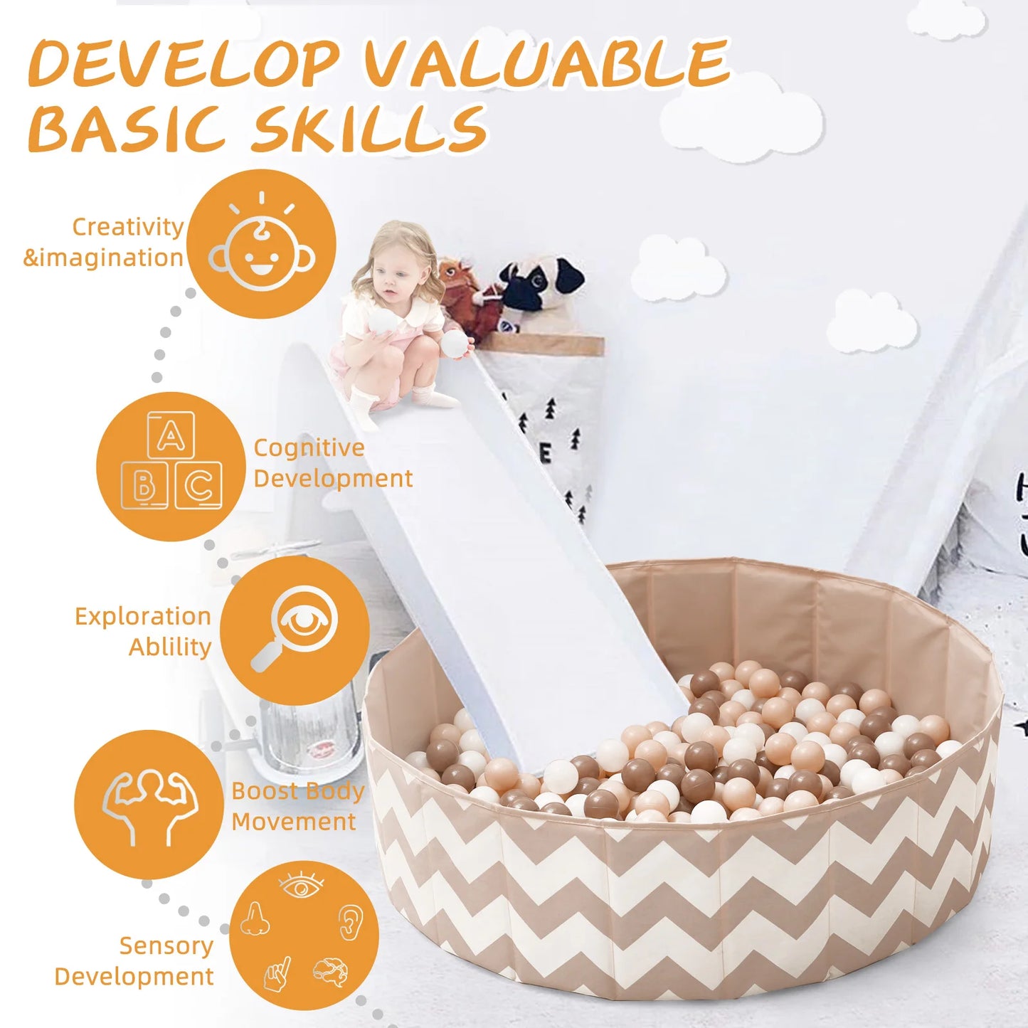 Portable Ball Pit Pool with Oxford Cloth (without Balls)