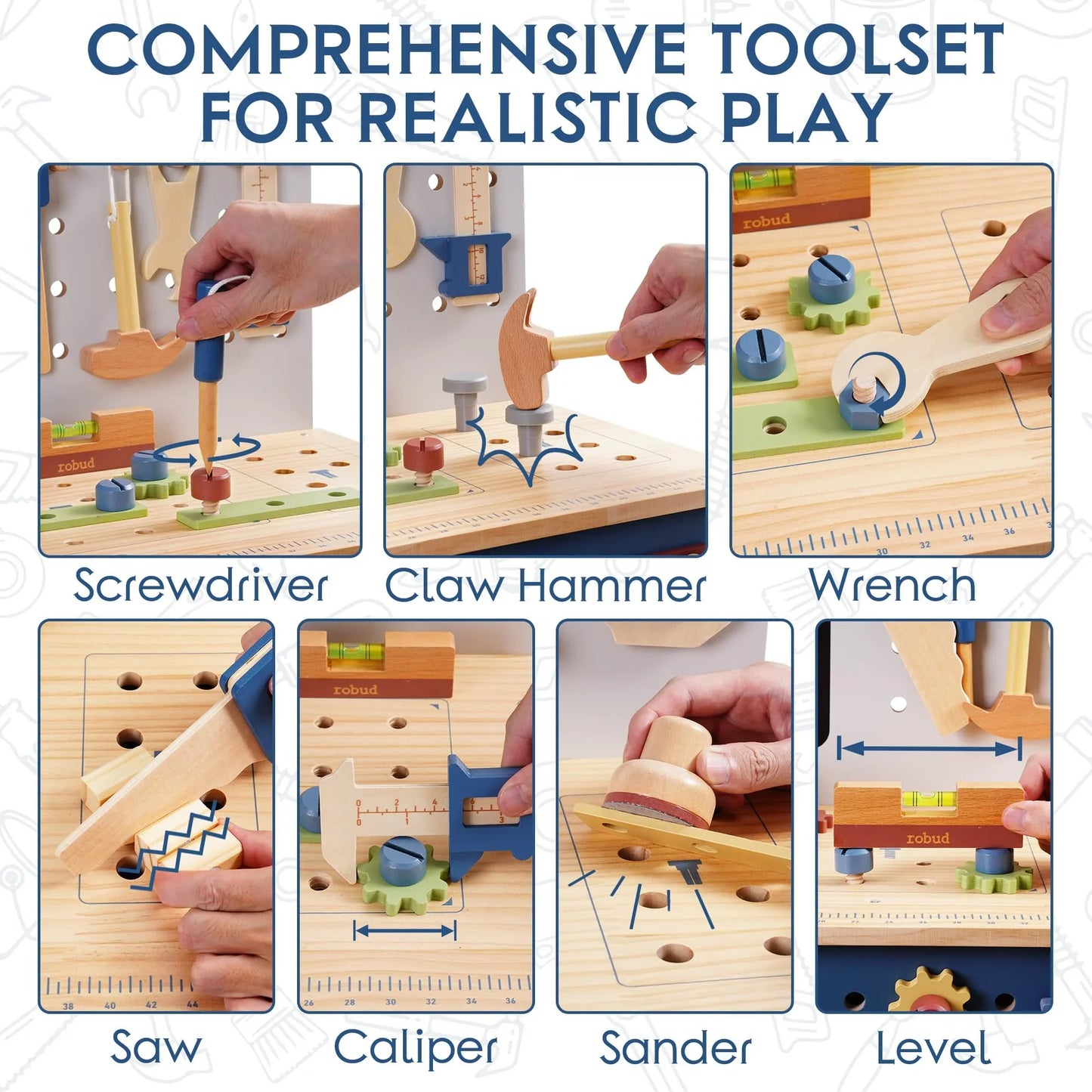 [SHIPS FROM USA] Large Wooden Toy Workbench