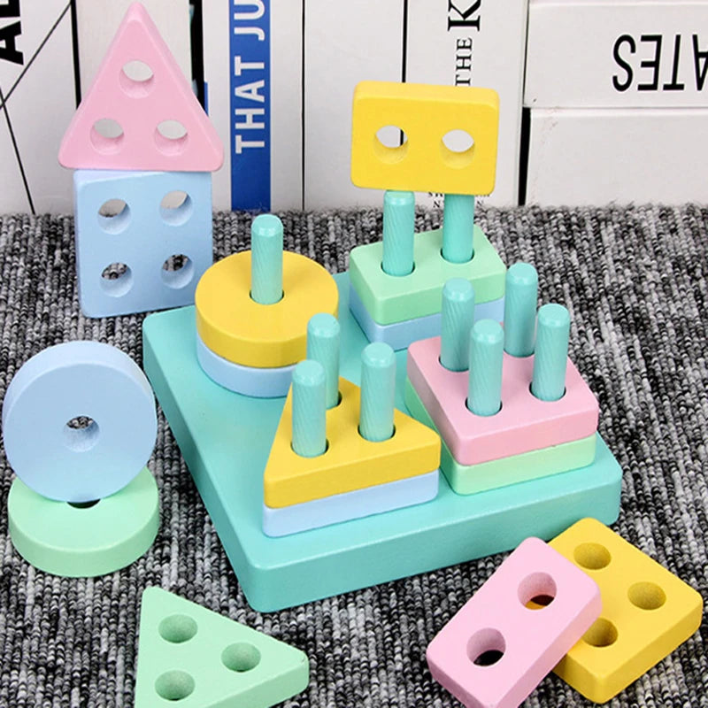 Montessori Toy Wooden Building Blocks - Animals, Letters, Numbers & More)