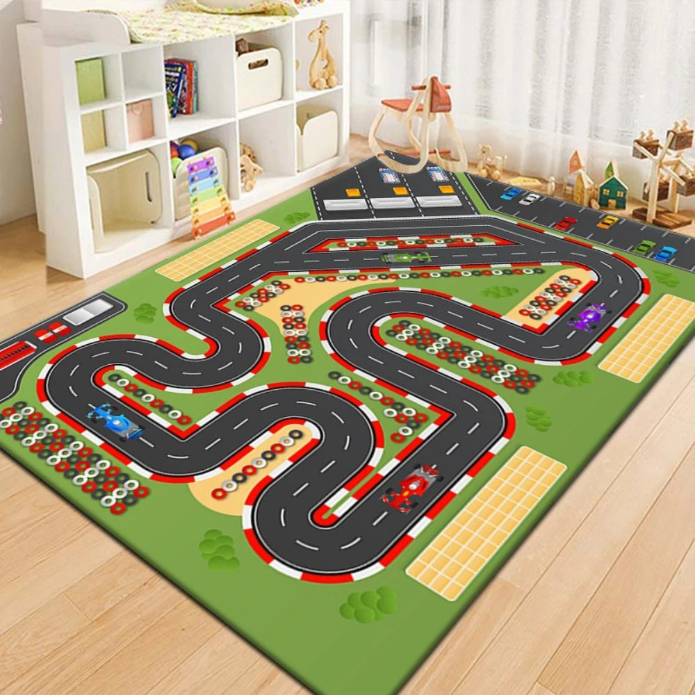 Fun City Transportation Track Carpet Child Play Mat Living Room Decor Sofa Rug Kid's Room Bedside Rug Childcare Room Floor Mat