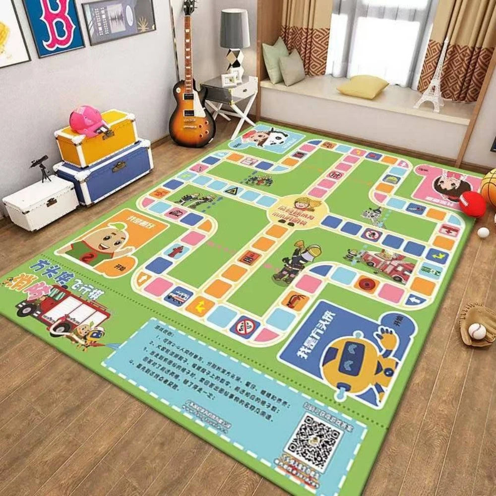Fun City Transportation Track Carpet Child Play Mat Living Room Decor Sofa Rug Kid's Room Bedside Rug Childcare Room Floor Mat