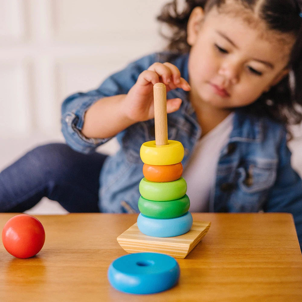 Montessori Rainbow Tower Stacker Wooden Ring
