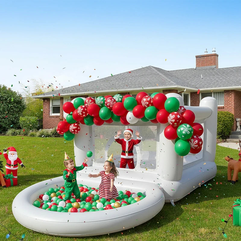 White Bounce House with Pump Kids Ball Pit Bounce House for Kids 3-6 Birthday Indoor or Outdoor Playhouse Customization