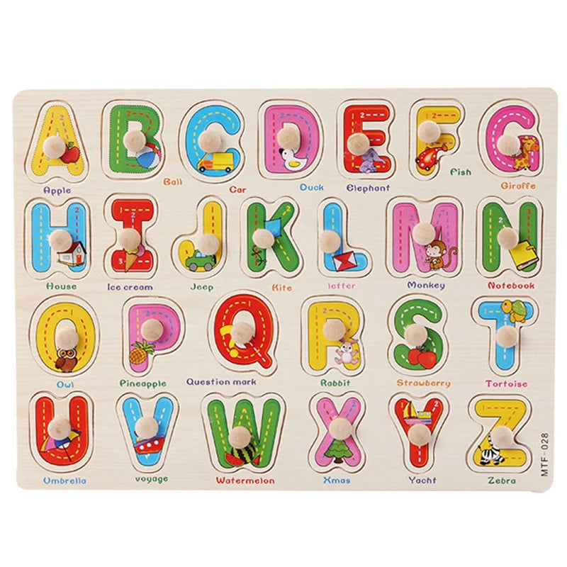 Montessori Baby Wooden Puzzles - Animals, Numbers, Letters, and More