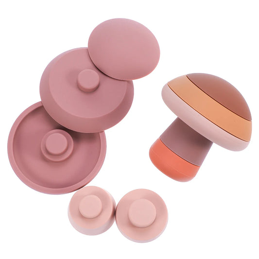 1set Baby Toys Silicone Building Block Infant Montessori Cartoon Fruit Shaped Stacking Soft Block Kids Silicone Teething Toys