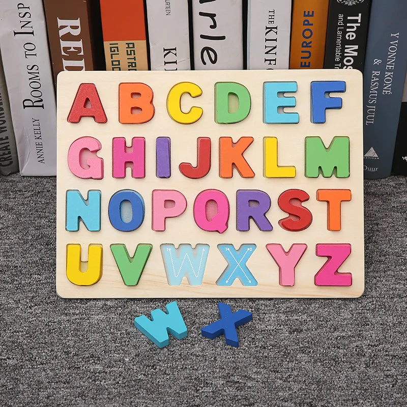 Montessori Toy Wooden Building Blocks - Animals, Letters, Numbers & More)