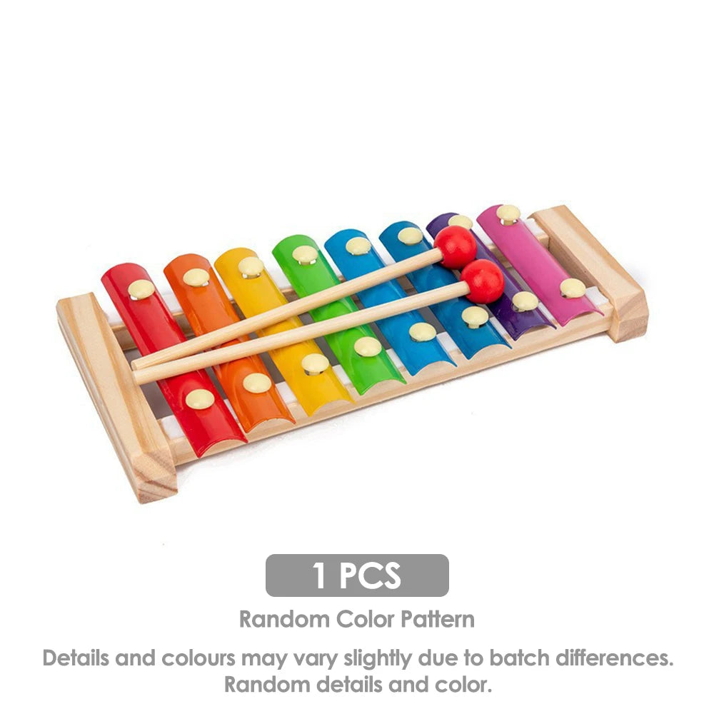Montessori Baby Toys Wooden Musical Set: Xylophone or Rattle