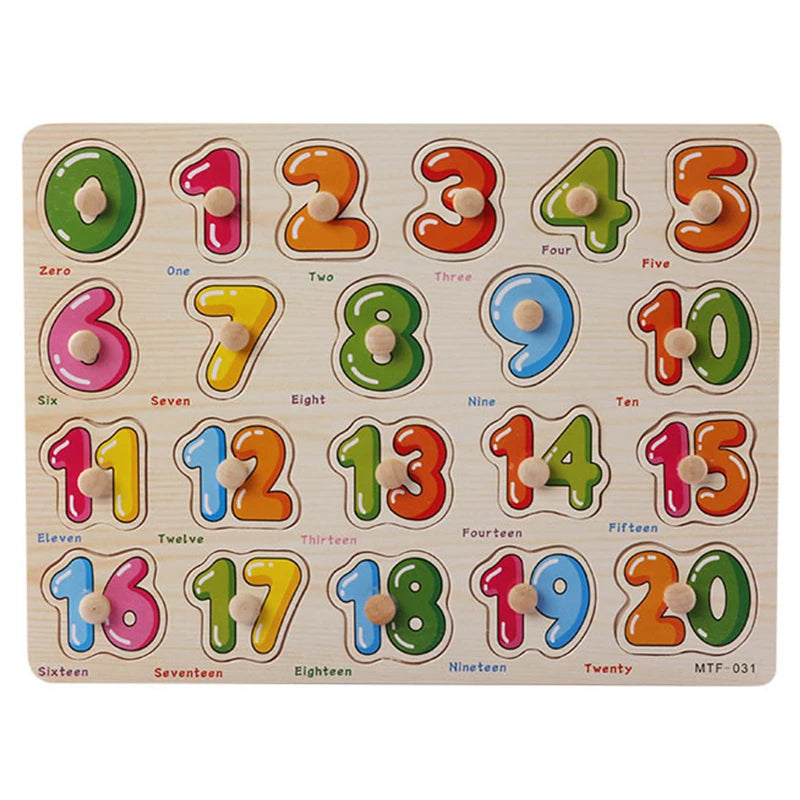 Montessori Baby Wooden Puzzles - Animals, Numbers, Letters, and More