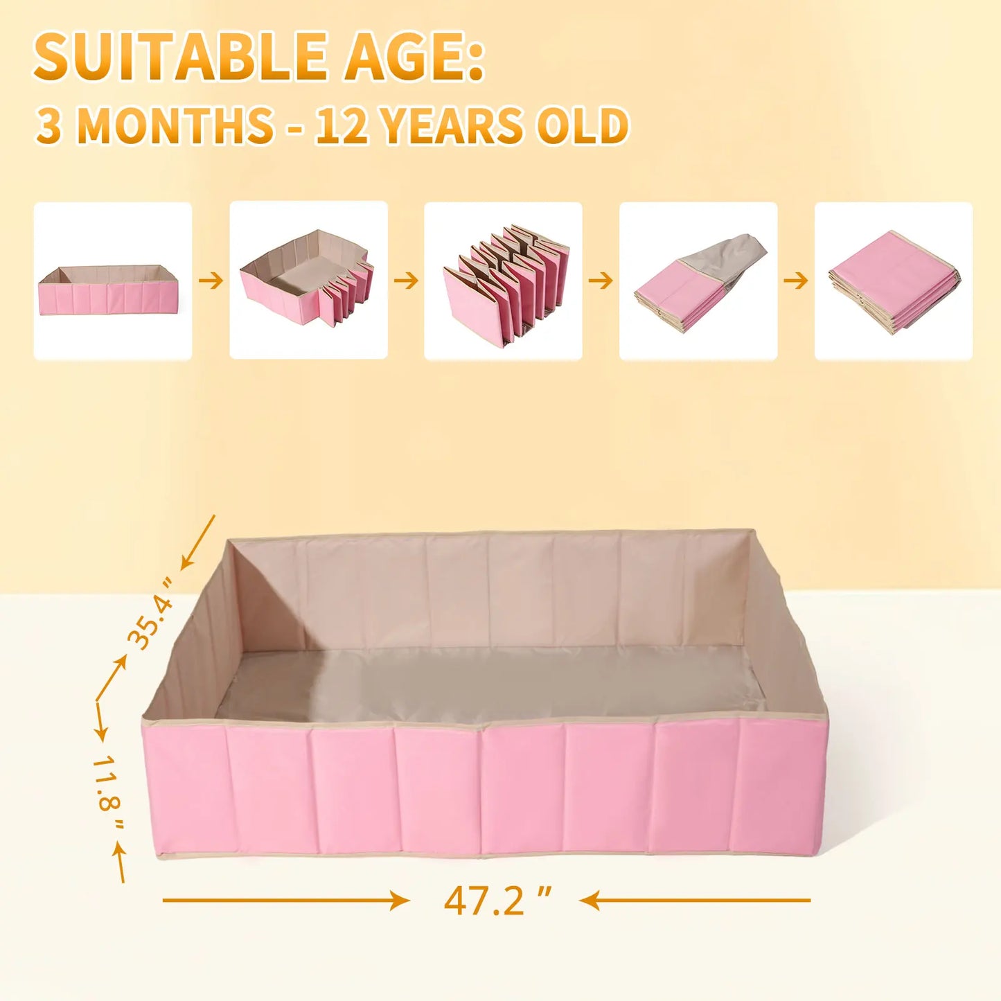 1pc Pink/White Foldable Rectangular Dry Pool Ball Pit Ocean Ball Playpen Ball Pool Playground Toys For Kids Birthday Gifts