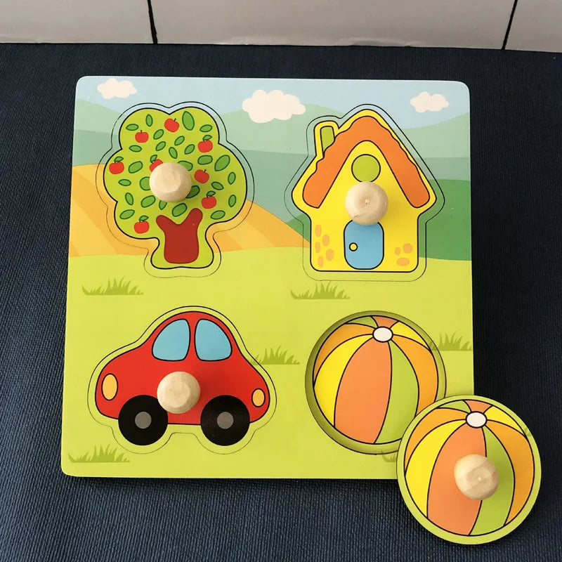 Montessori Baby Wooden Puzzles - Animals, Numbers, Letters, and More