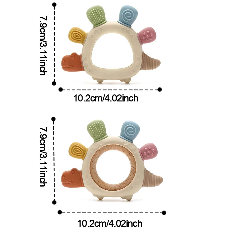 Baby Dinosaur Silicone Teething Toys BPA Free Easy to Grip Infant Care Teether Chewing Toy for Newborn Gift Babies Accessory