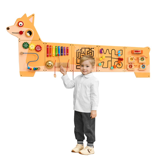 [Ships from USA] Montessori Puppy Kids Wall Busy Board 12-in-1 Activities Sensory Board