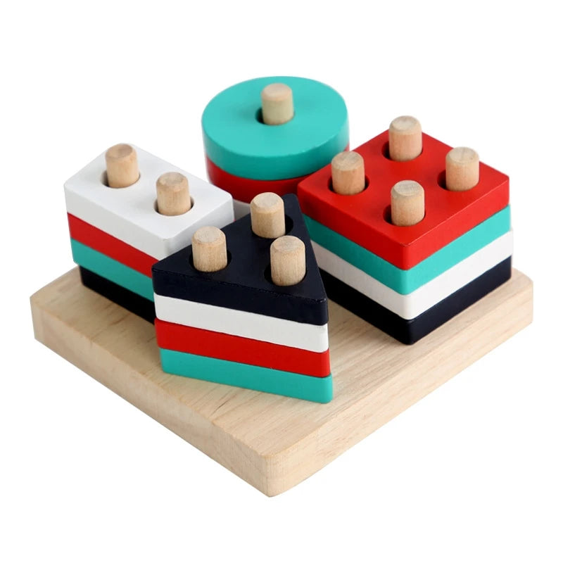Montessori Toy Wooden Building Blocks - Animals, Letters, Numbers & More)