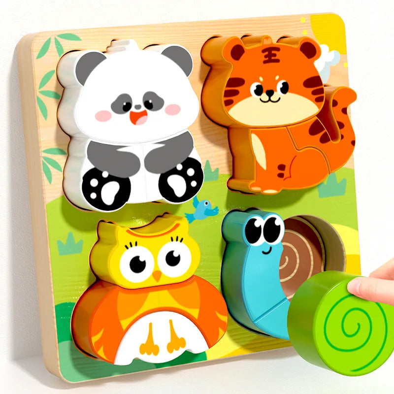 Montessori Toy Wooden Building Blocks - Animals, Letters, Numbers & More)