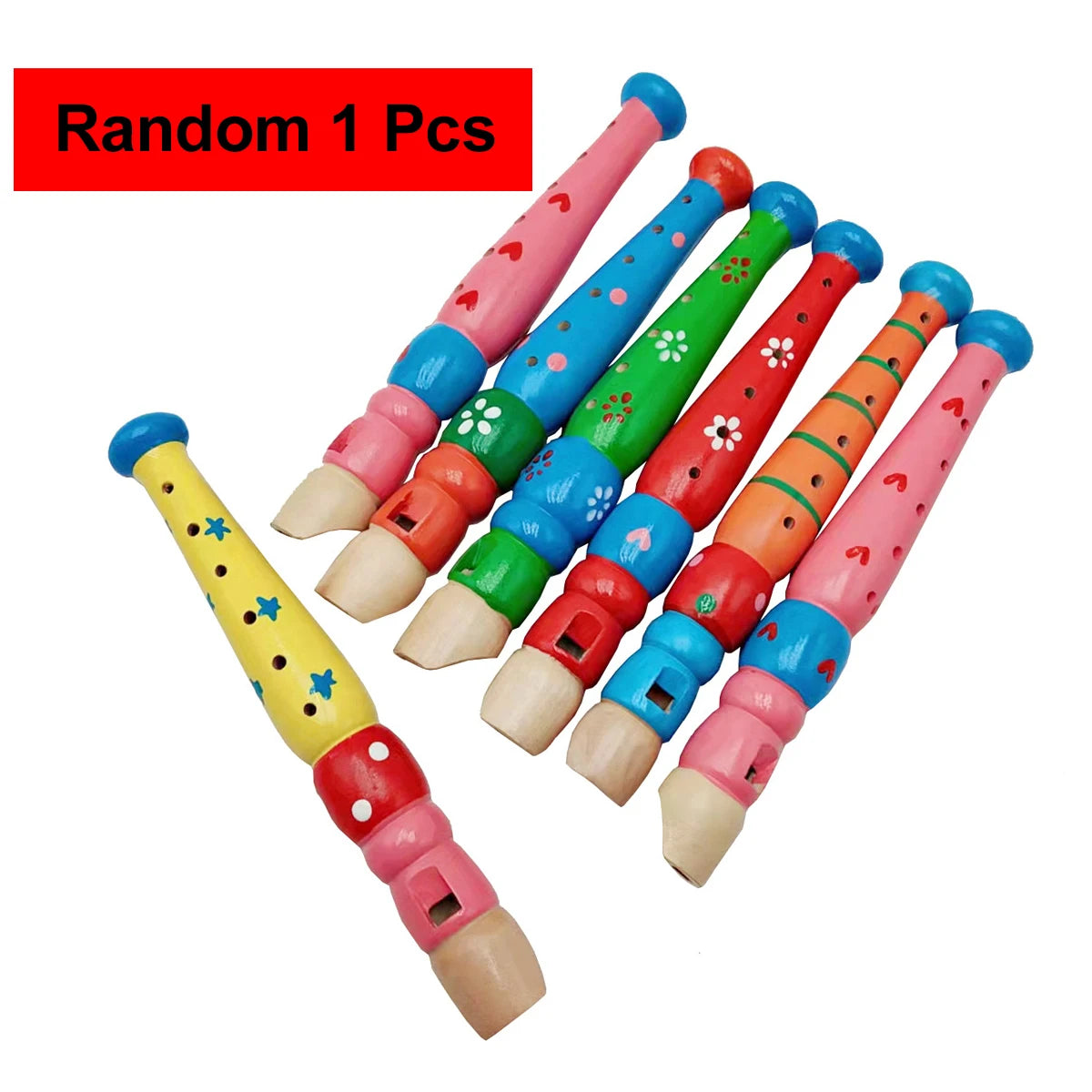 Wooden Cartoon Piccolo & Harmonica 6-Hole Flute 16-Hole Harmonica