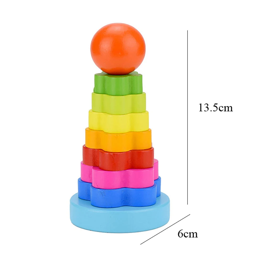 Montessori Rainbow Tower Stacker Wooden Ring