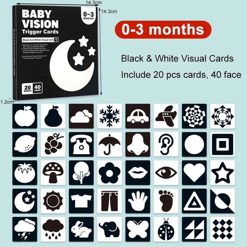 Baby Montessori Toys Black White Flash Cards High Contrast Visual Stimulation Colour Cards Early Education Toys For Nerborns