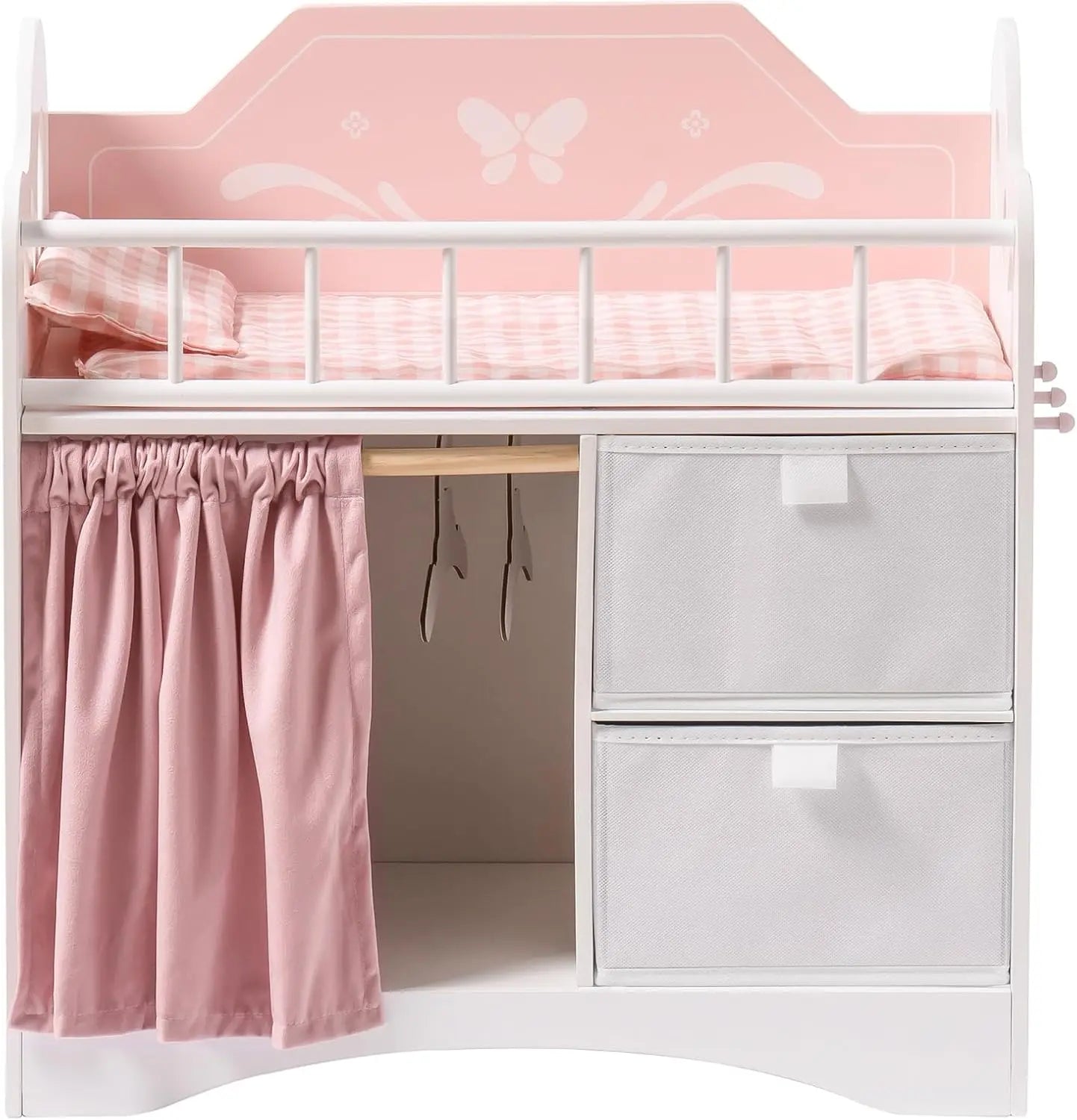 Baby Doll Wooden Crib with Storage & Bedding