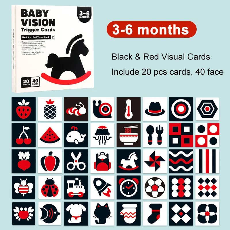 Baby Montessori Toys Black White Flash Cards High Contrast Visual Stimulation Colour Cards Early Education Toys For Nerborns
