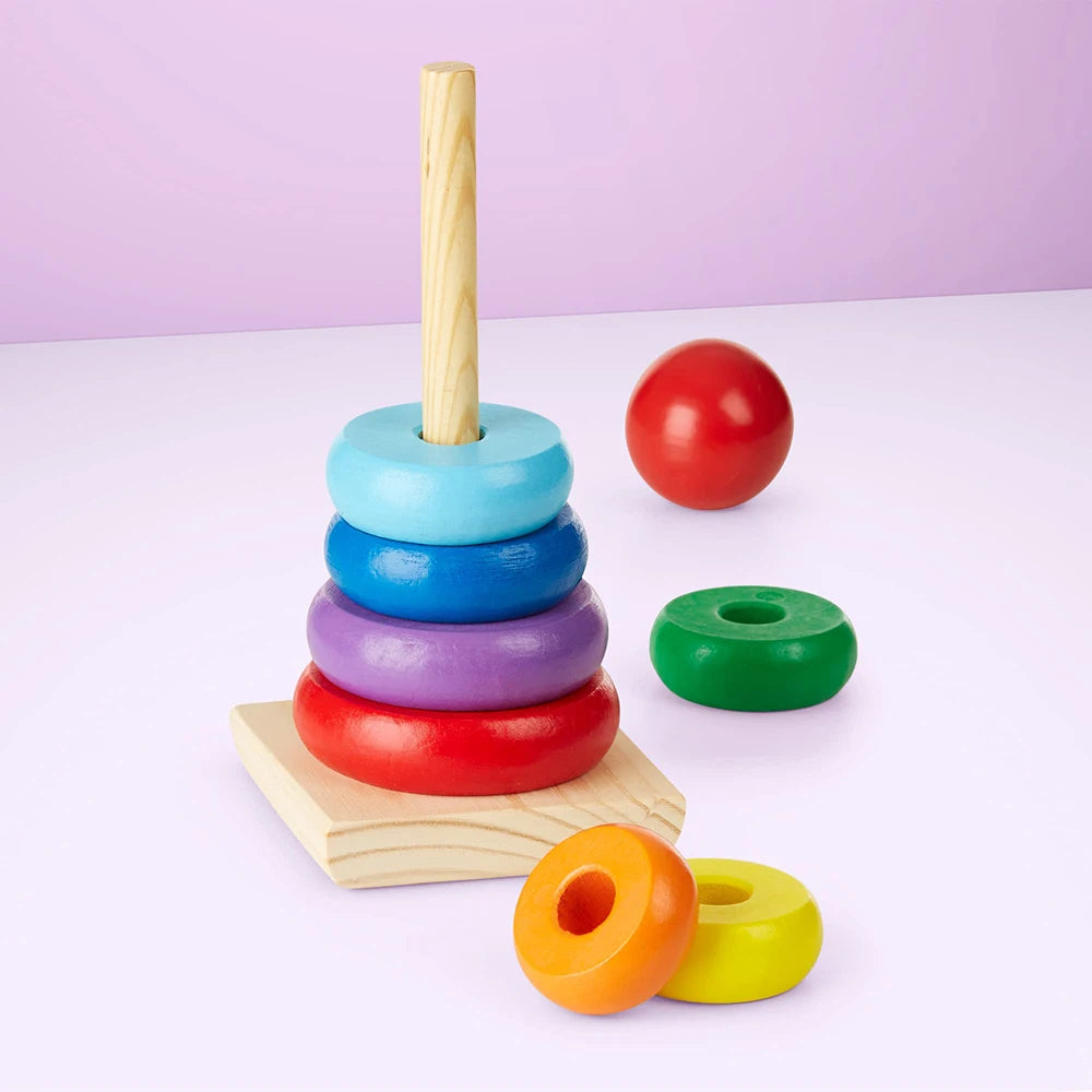 Montessori Rainbow Tower Stacker Wooden Ring