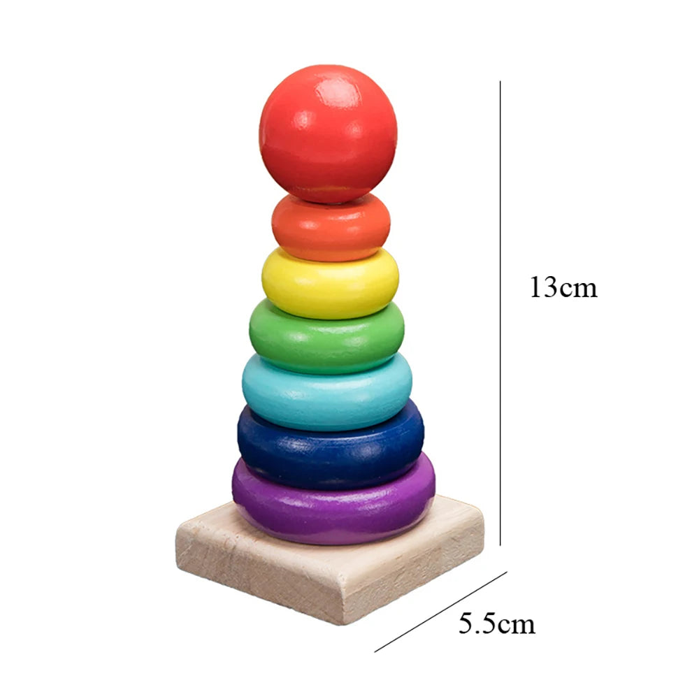 Montessori Rainbow Tower Stacker Wooden Ring