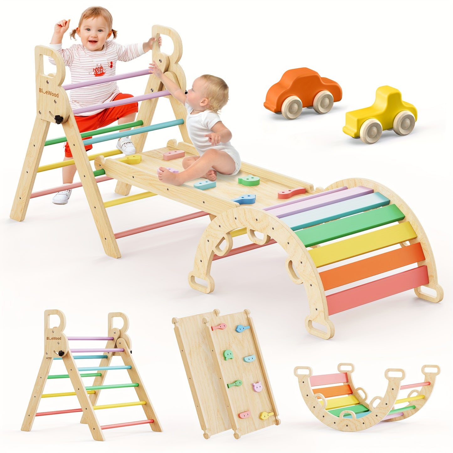 Indoor Toddler Jungle Gym Climbing Set (Rainbow 8-in-1)