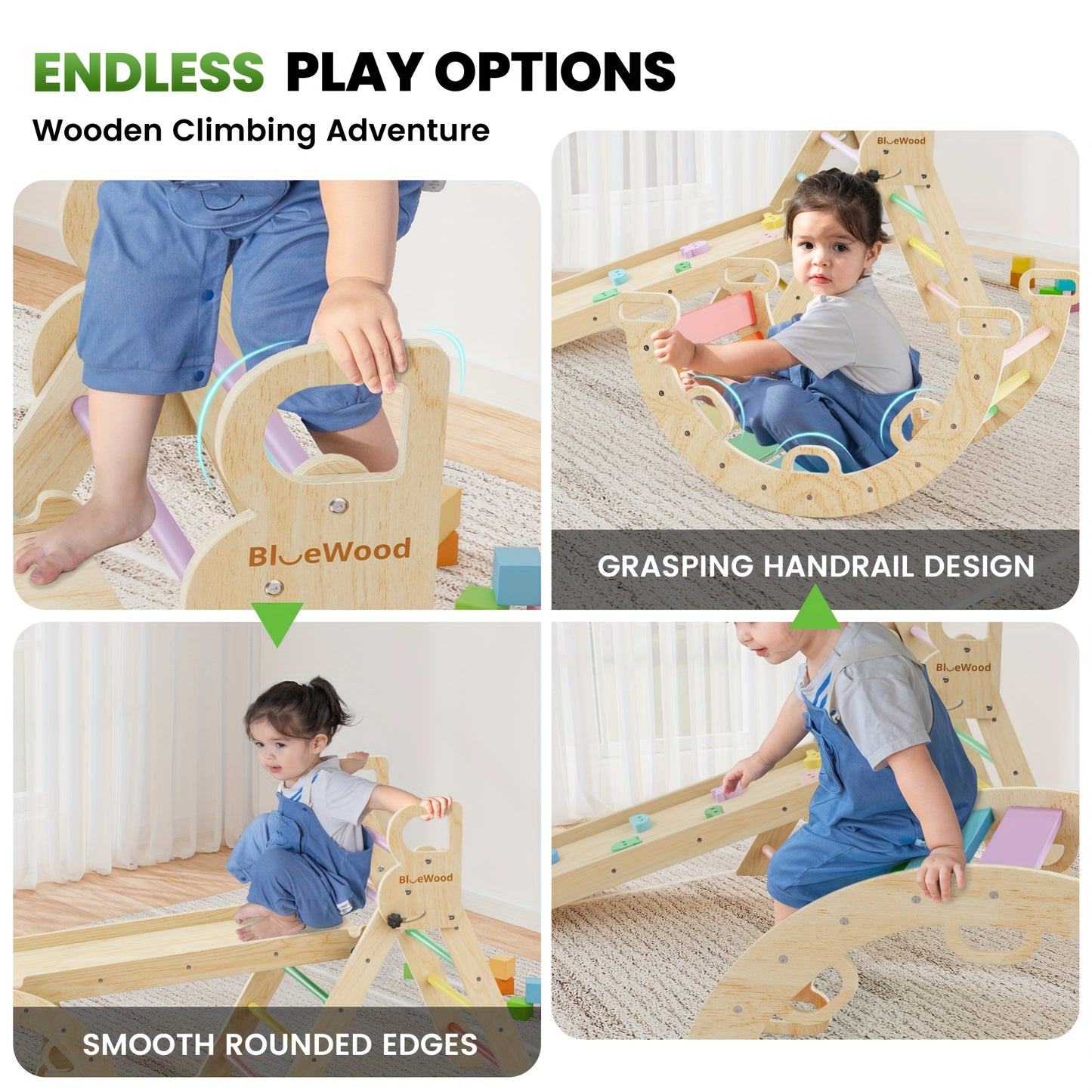 Indoor Toddler Jungle Gym Climbing Set (Rainbow 8-in-1)