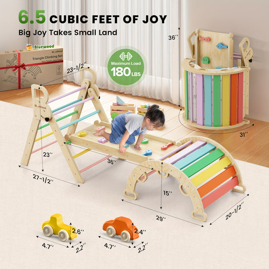 Indoor Toddler Jungle Gym Climbing Set (Rainbow 8-in-1)
